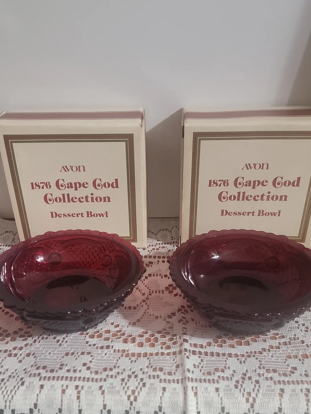 Avon Cape Cod Collection Ruby Glass Dessert Bowls - Pair